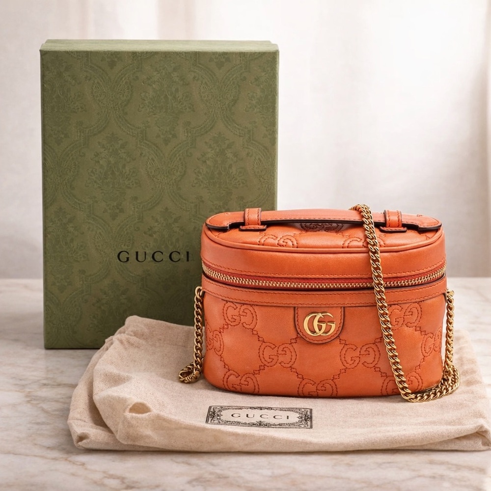 Gucci GG Marmont Mini Vanity Case Crossbody – Leather – Box & Dust Bag